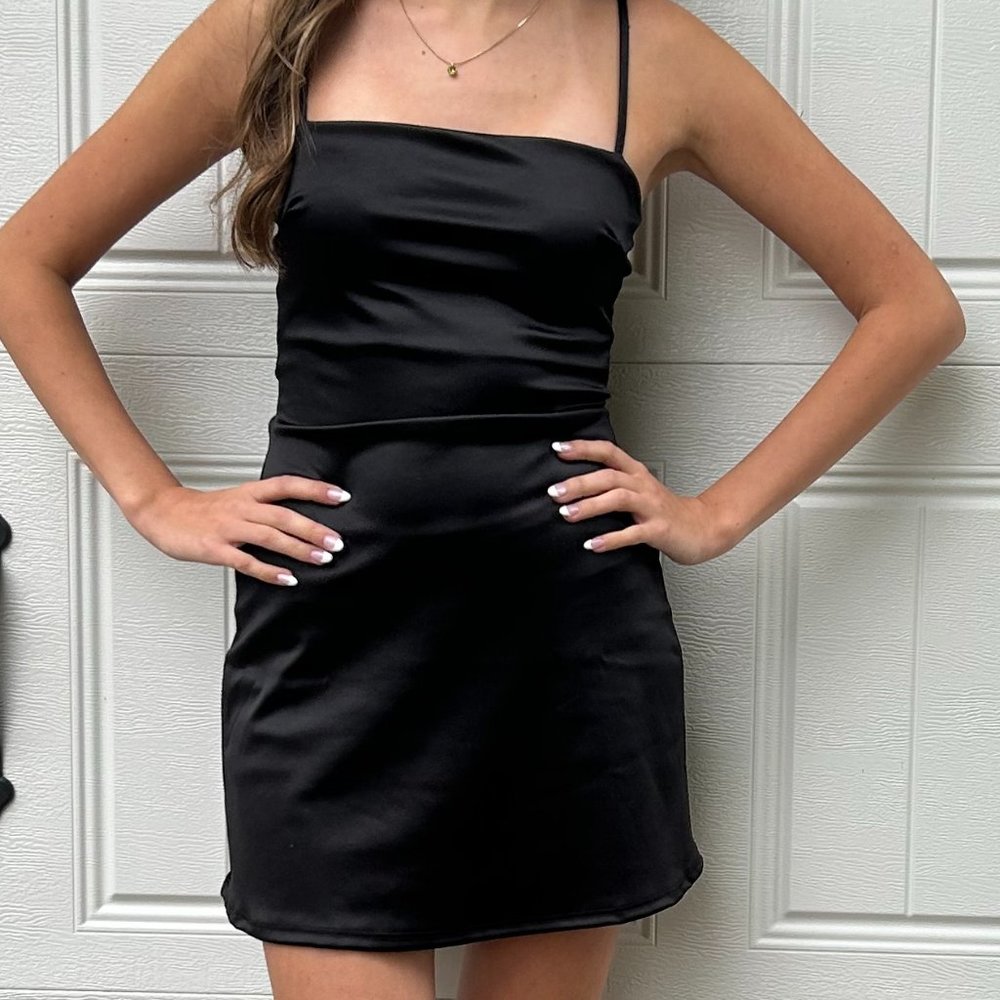Black Satin Mini Dress